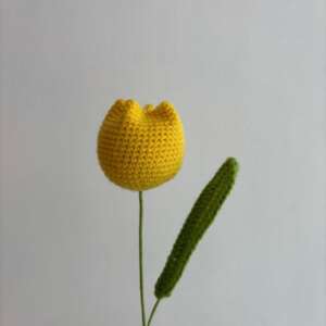 Crochet Tulip With Stem - Yellow