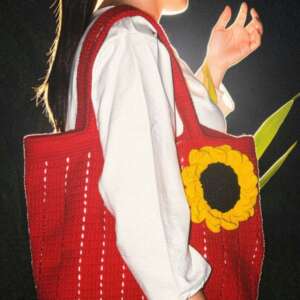 Scarlet Sunflower Handmade Crochet Tote Bag