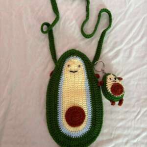 🥑 Handmade Crochet Avocado Crossbody Bag with Matching Keychain